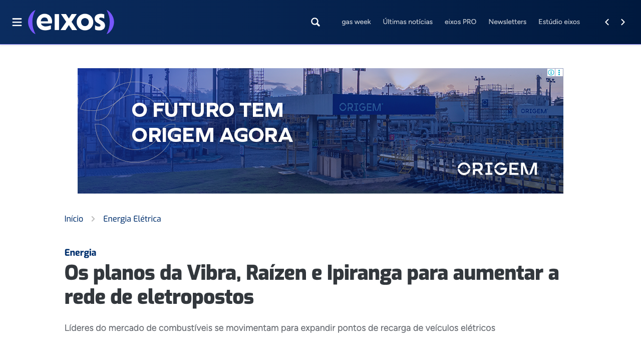 Vibra, Raízen e Ipiranga aumentam rede de eletropostos