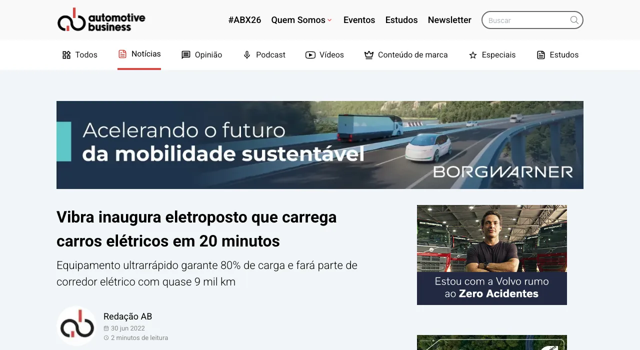 Vibra inaugura eletroposto que carrega em 20 minutos